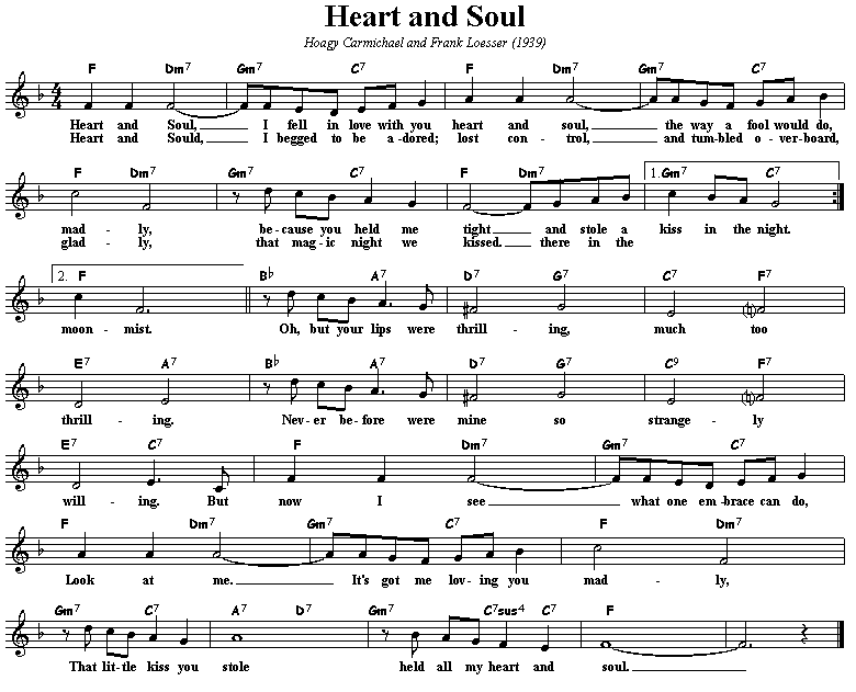 Heart And Soul (Lead Sheet With Lyrics Sheet Music For, 57 OFF